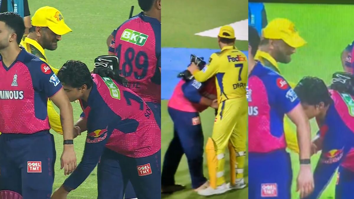 VIDEO: Vaibhav Suryavanshi touched Dhoni's feet as soon as he got a chance, he did not see anything, he did not see anything